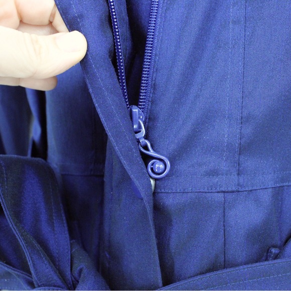 SAMUEL DONG Classic Bubble Hem Trench Coat Jacket Lined Navy Blue Dress … - Picture 10 of 14